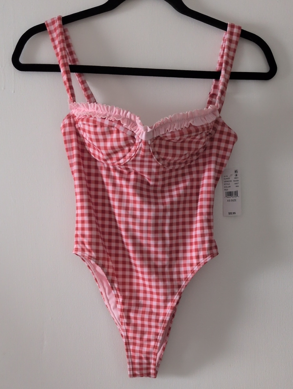 PacSun Pink Gingham One-Piece Swimsuit with Ruffle Trim